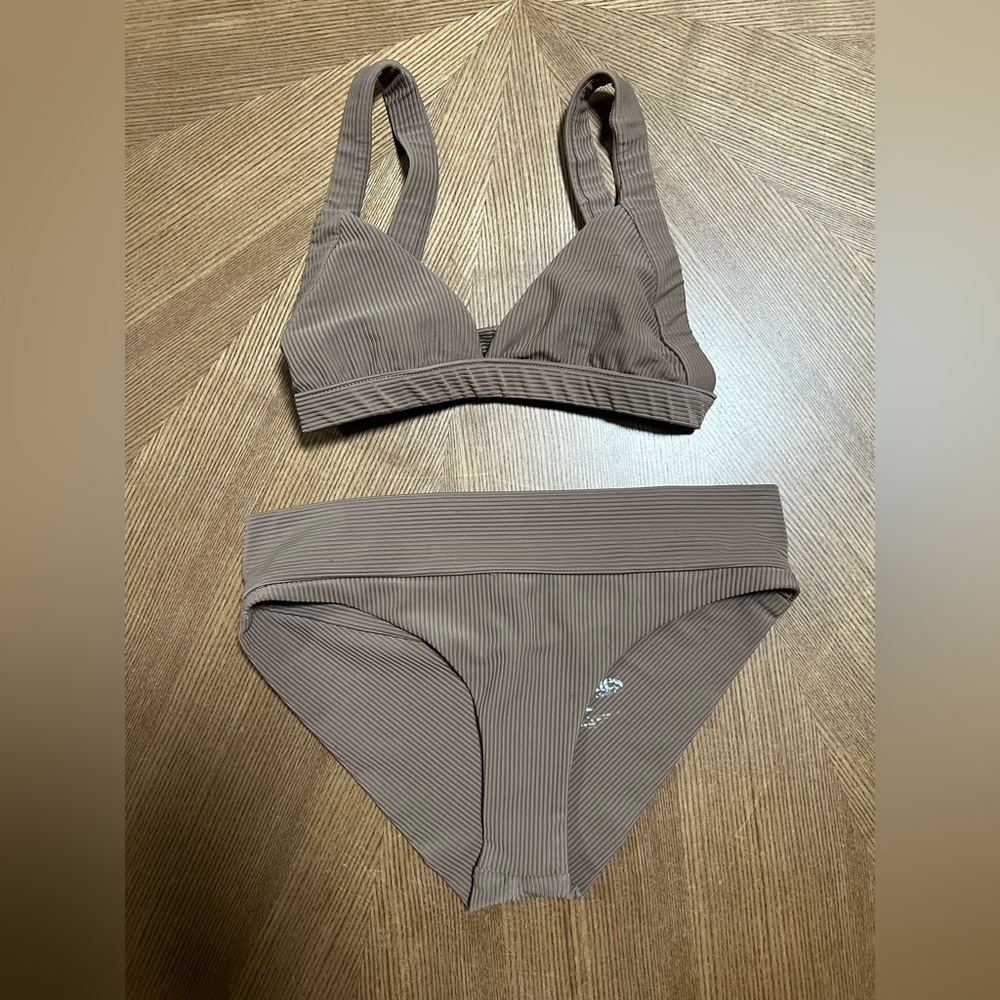 Frankie’s Brown Taupe Ribbed Bikini Set